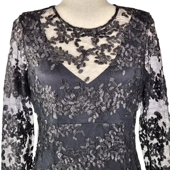 NEW Donna Karan NY Dress 10 Black Lace Sequins Sheer Formal Party Wedding Midi - threedaughtersproperties.com NEW Donna Karan NY Dress 10 Black Lace Sequins Sheer Formal Party Wedding Midi - threedaughtersproperties.com